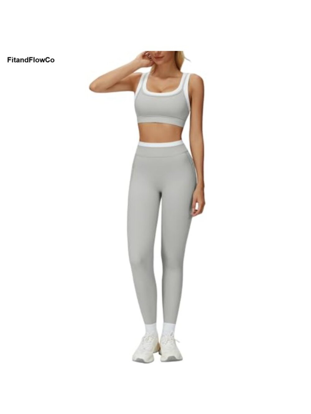 Polyamide Color Block Sports Bra & High Waist Leggings Set